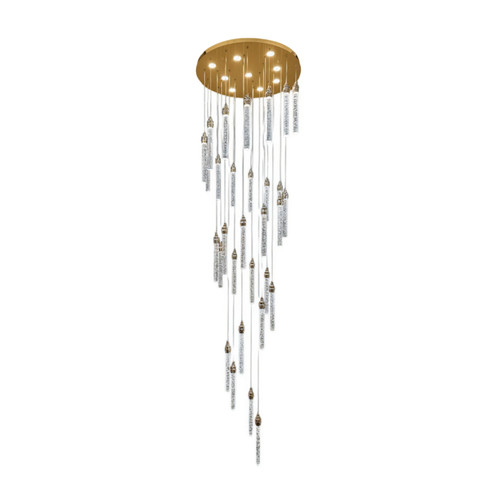Jiel 30 Light Crystal Stick 3CCT LED Pendant with Remote - Gold