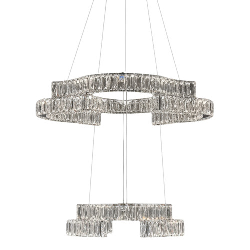 Loja Two Tiered 3CCT LED Crystal Chandelier with Remote - Chrome