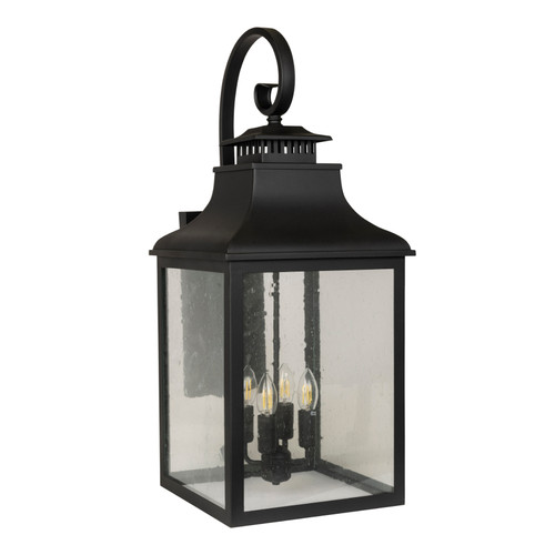 Sioux Seeded Glass Coach Wall Light - Black