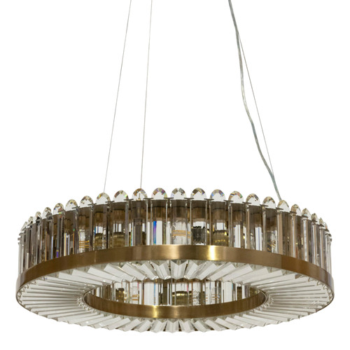 Varapoha Brushed Brass Crystal Round Chandelier