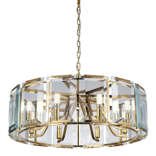 Asmara 8 Light Crystal Pendant Chandelier - Brushed Brass