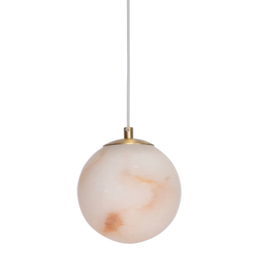 Moju Brushed Gold Alabaster Round Pendant Light