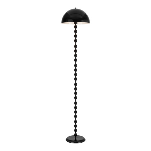 Wavre Twisted Stem Dome Floor Lamp - Gloss Black