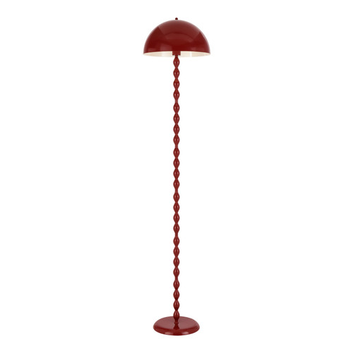 Wavre Twisted Stem Dome Floor Lamp - Gloss Red