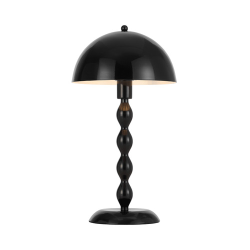 Wavre Twisted Stem Dome Table Lamp - Gloss Black