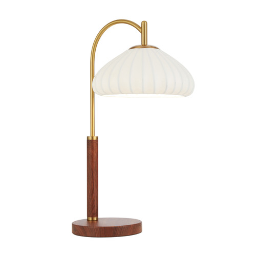 Kitale Fluted Opal Shade Mid-Century Desk Table Lamp