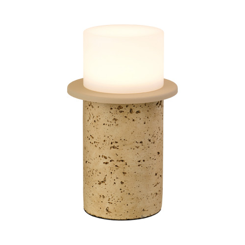 Rocklin Travertine Cast Stone Mini LED Table Lamp