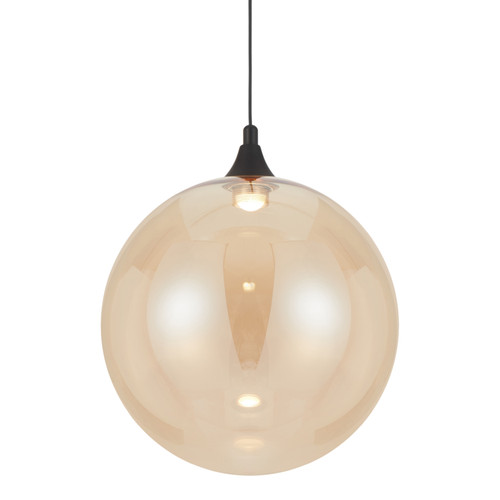 Tyrania Round Glass Black LED Pendant Light - Champagne