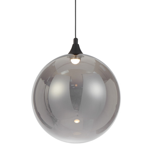 Tyrania Round Glass Black LED Pendant Light - Smoke