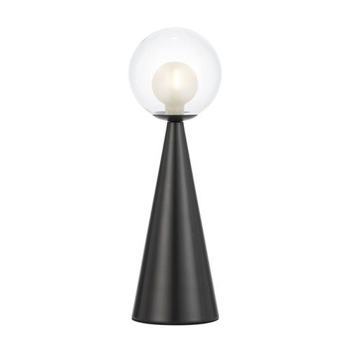 Marcy Double Glass Cone Base Table Lamp - Matt Black