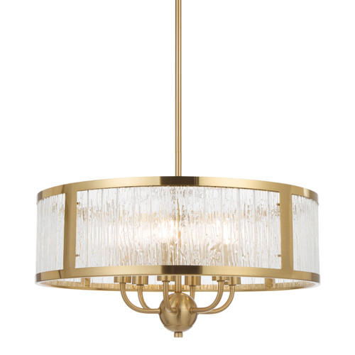 Illiniza 6 Light Textured Glass Pendant Chandelier - Gold