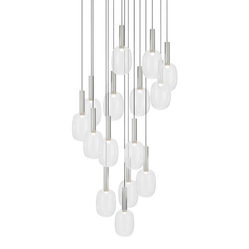 Saori 15 Light Clear Glass LED Cluster Pendant - Chrome