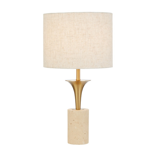 Esparza Beige Travertine Table Lamp - Beige Shade