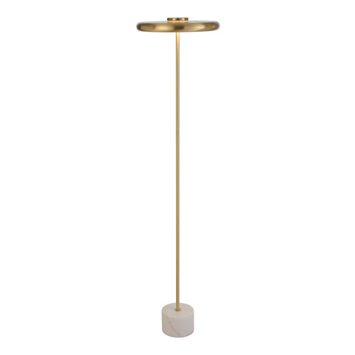 Esplana White Marble Dimmable LED Floor Lamp - Matt Brass