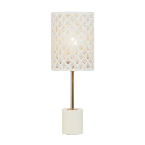 Batavia Laser Cut Shade Antique Gold Table Lamp - White
