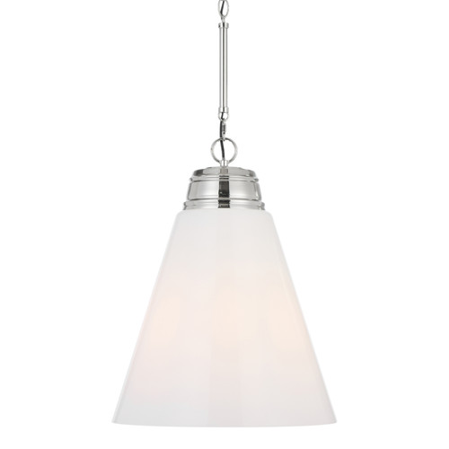 Abshir Opal Glass Cone Pendant Light - Polished Nickel