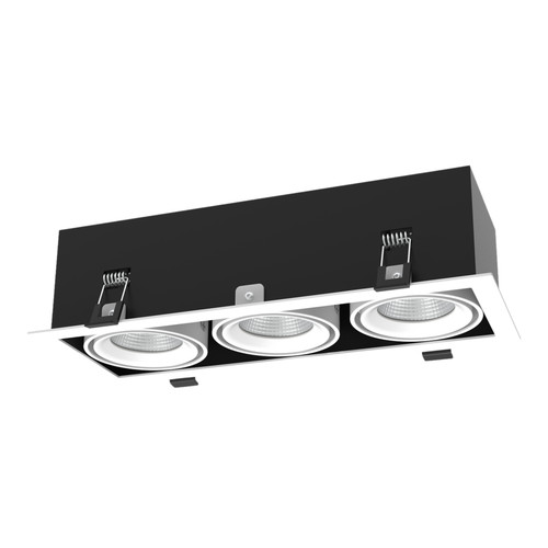 Lux White Trim Triple Head IP54 3CCT LED Shop Downlight