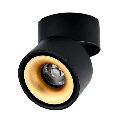 Fei 12W 3CCT LED Rotating Folding Downlight - Black & Gold