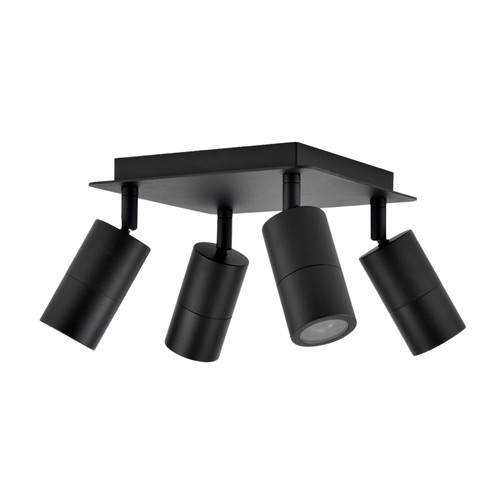Mohr IP54 Quad Head Square Spotlight - Black