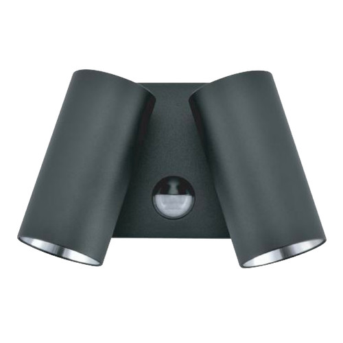 Plum IP65 Square Base Duo Spot Wall Light with Sensor - Black