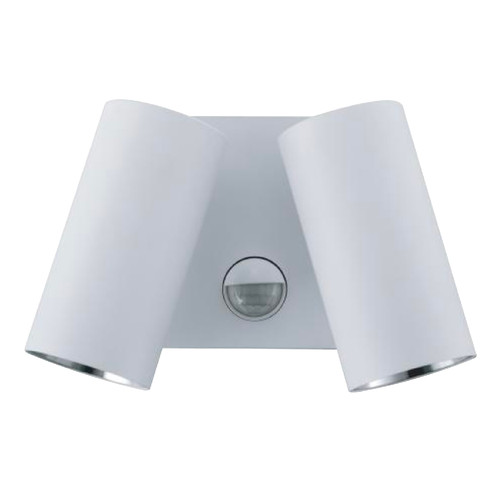 Plum IP65 Square Base Duo Spot Wall Light with Sensor - White