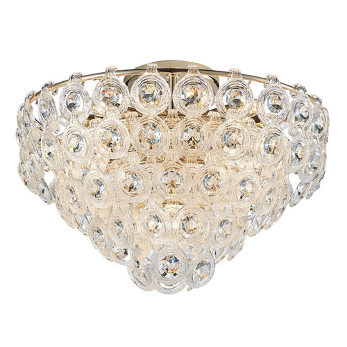 Huzi Acrylic Crystal Close to Ceiling Light - Brass