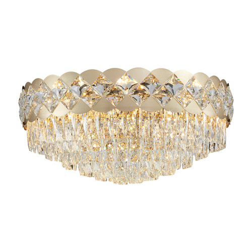 Synthe Tiered Crystal Close to Ceiling Light - Gold