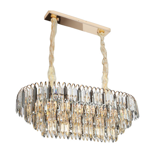 Astoria Prism Crystal Oval Chandelier - Brass
