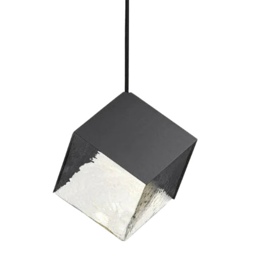 Cube Clear Glass Pendant Light - Black