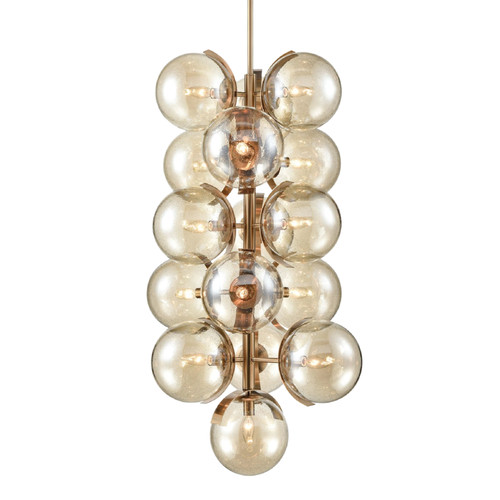 Emi Amber Glass Vertical Sputnik Pendant - Brass