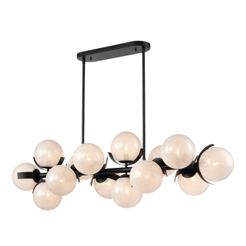 Emi White Glass Sputnik Linear Pendant - Black