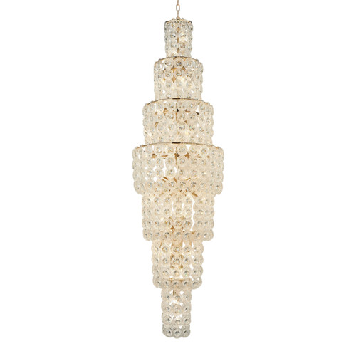 Huzi Circular Acrylic Crystal Tiered Chandelier - Brass