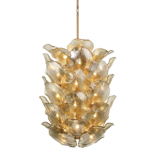 Imsil 40 Light Handmade Glass Floral Pendant - Brass