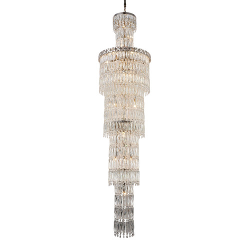 Zellan K9 Crystal Long Cascade Chandelier - Shallow Gold
