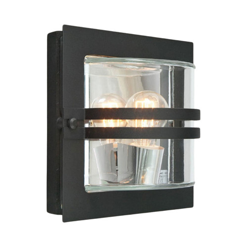 Bern IP54 Clear Glass Wall Light - Black