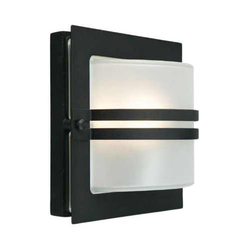Bern IP54 Frosted Glass Wall Light - Black