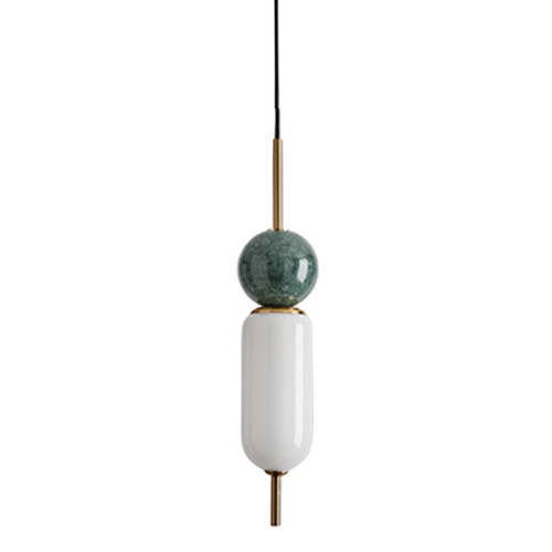 Anet Green Marble Geometric Pendant - Aged Gold
