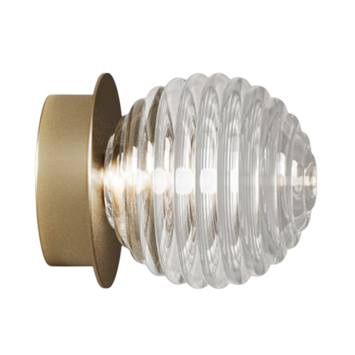 Doul Clear Striped Glass Wall Light - Aged Gold