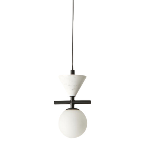 Oneta Geometric Black Pendant - White Marble