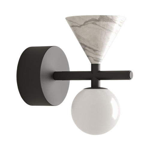 Oneta Geometric Black Wall Light - White Marble