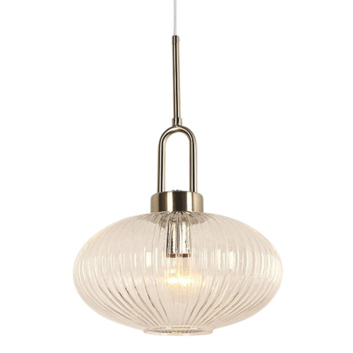 Cape Brushed Nickel Ribbed Glass Pendant Light