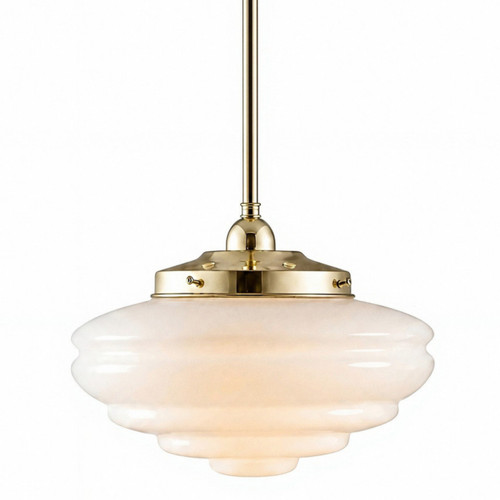Chateau Gloss Opal Glass Rod Pendant - Polished Brass