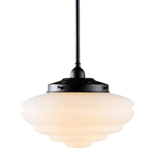 Chateau Matt Opal Glass Rod Pendant - Patina