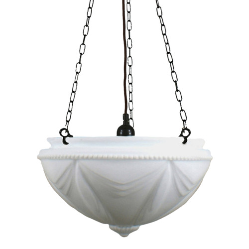 Empire Matt Opal Glass Chain Uplight Pendant - Patina