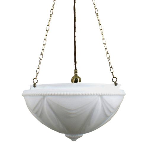 Empire Matt Opal Glass Chain Uplight Pendant - Polished Brass