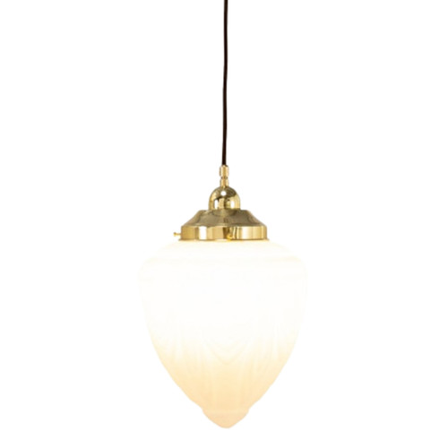Empire Matt Opal Glass Cord Pendant - Polished Brass