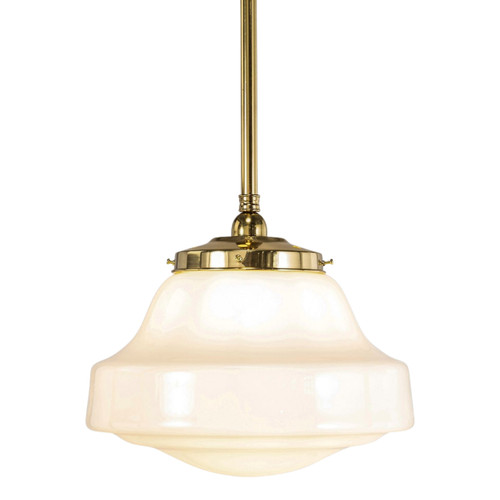 Lincoln Gloss Opal Glass Rod Pendant - Polished Brass