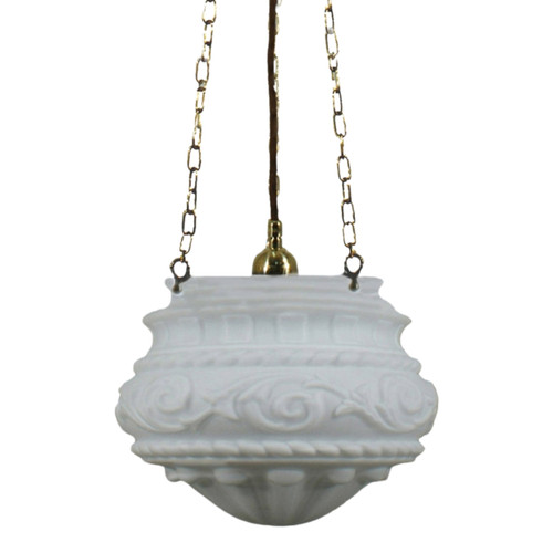 Premier Matt Opal Glass Triple Chain Pendant - Brass