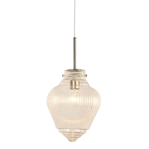Ridge Clear Ribbed Glass Cord Pendant - Brushed Nickel