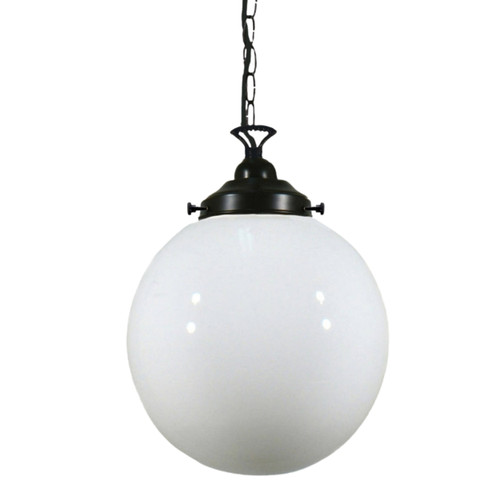 Sphere Gloss Opal Glass Chain Pendant Light - Patina